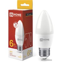 Светодиодная лампочка In Home LED-Свеча-VC 6Вт 230В Е27 3000К 570Лм 4690612020402