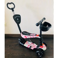 Трехколесный самокат Scooter 5 в 1 0077S (розовый/цветы)