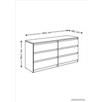 Комод Mio Tesoro Мальта 6 ящиков 160x76 2.05.02.060.1 (белый)