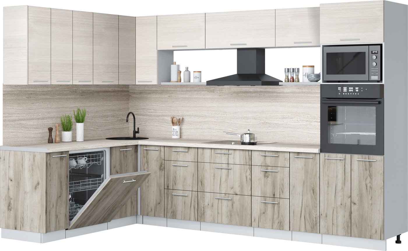 

Готовая кухня Интерлиния Мила Лайт 1.896х3.18 (вудлайн кремовый/дуб серый/травертин серый)