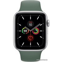 Умные часы Apple Watch Series 5 44 мм (серебристый алюминий/зеленый спортивный)