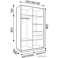 Шкаф-купе Евва 138 BZ.05 АЭП ШК.2 02 (бодега/зеркало/жемчуг зерно) в Борисове