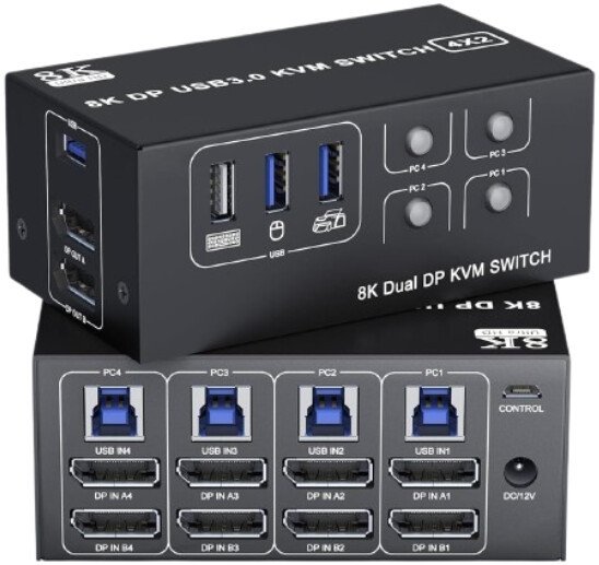 KVM переключатель USBTOP 4x2 DisplayPort v1.4 - 8K 60Гц / 4K 120Гц 559647