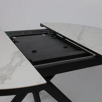 Кухонный стол Мамадома Ronaldo-120 раздвижной 120-160 (patagonoa bianco gloss premium cer/черный)