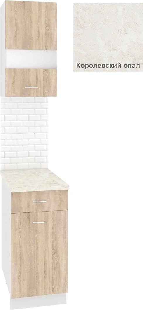 

Готовая кухня Кортекс-мебель Корнелия Экстра 40р1ш правый (дуб сонома/королевский опал)