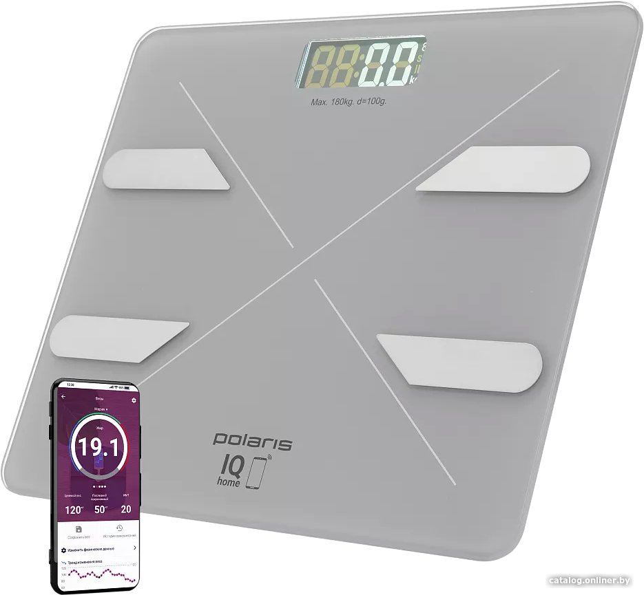 Умные напольные весы Polaris PWS 1898 IQ Home (серый)