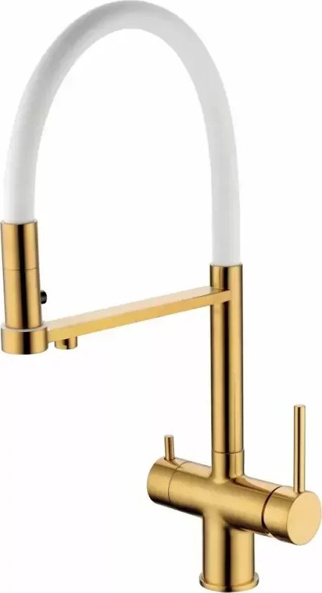 Смеситель Grocenberg GB4095 с гибким изливом (золотой брашированный)