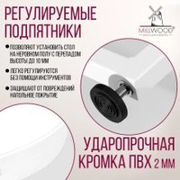 Кухонный стол Millwood Лофт Лондон раздвижной D110-150x110x76 (белый/металл белый)