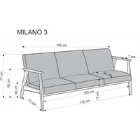 Диван Halmar Milano 3S tap. Castel 39 (оливковый/орех)