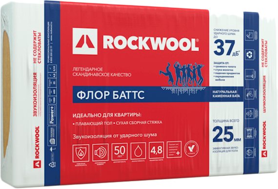 

Теплоизоляция Rockwool Флор Баттс 25 мм