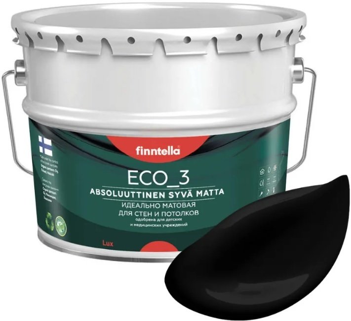 

Краска Finntella Eco 3 Wash and Clean Musta F-08-1-9-FL135 9 л (черный)