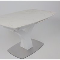 Кухонный стол Аврора Нотр Дам Moderne 1400/1800x850 (камень белый Calacata vagli/белый муар)