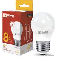 Светодиодная лампочка In Home LED-Шар-VC 8Вт 230В Е27 3000К 760Лм 4690612020563