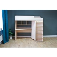 Кровать-чердак Красная звезда Р440 Капризун 5 со шкафом 180x80 (дуб млечный)