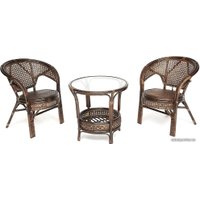 Набор садовой мебели TetChair Pelangi (стол/2 кресла, без подушек, walnut)