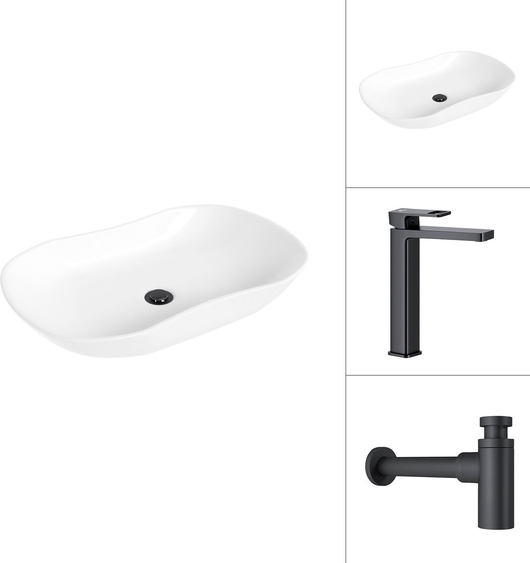 

Умывальник Lauter 21570 + Cascade 21СК0655BS с сифоном 21635B (черный матовый)