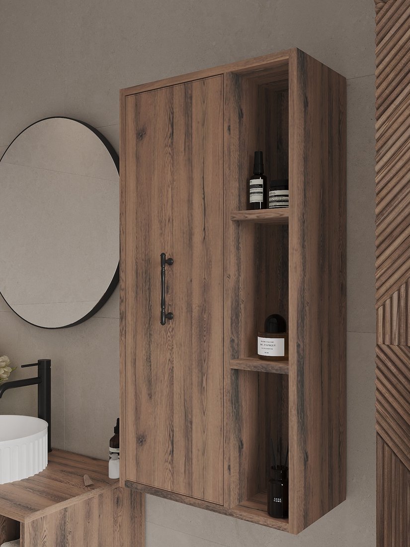 

ЗОВ Шкаф-полупенал для ванной Дион-Анталья Aplow (дуб веллингтон)