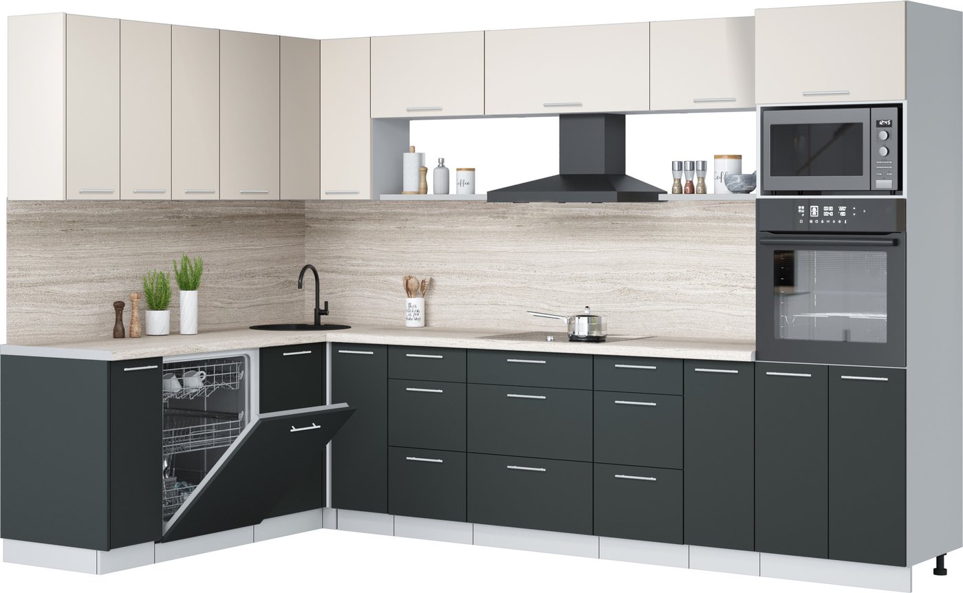 

Готовая кухня Интерлиния Мила Лайт 1.896х3.18 (персидский жемчуг/антрацит/травертин серый)