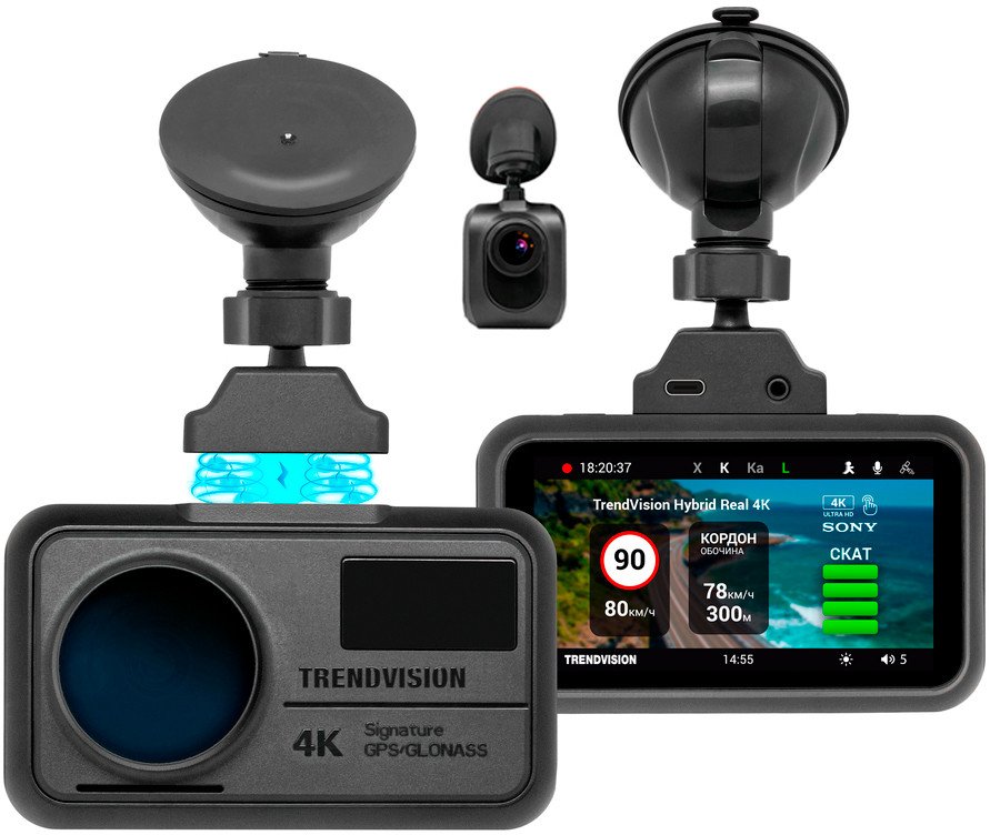 

Видеорегистратор-радар детектор-GPS информатор (3в1) TrendVision Hybrid Signature Real 4K 2CH