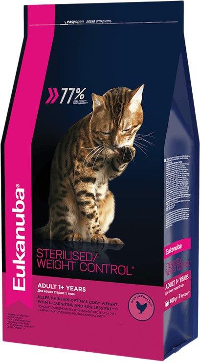 

Сухой корм для кошек Eukanuba Adult Sterilised Weight Control (для стерилизованных) 1.5 кг