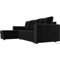 Угловой диван Лига диванов Валенсия Лайт левый (велюр, черный)