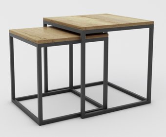 Журнальный столик Hype Mebel Дуэт 40x50-100 (черный/дуб галифакс натуральный)