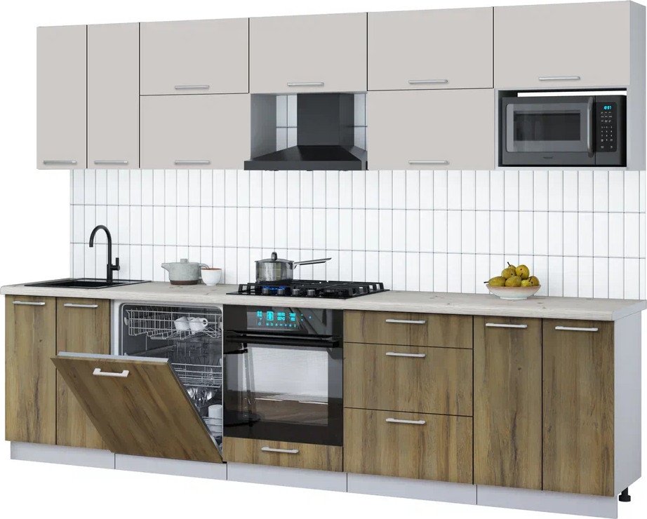 

Готовая кухня Интерлиния Мила Gloss 3.0-ПМ2 (дуб вотан/кашемир/бискайская сосна)