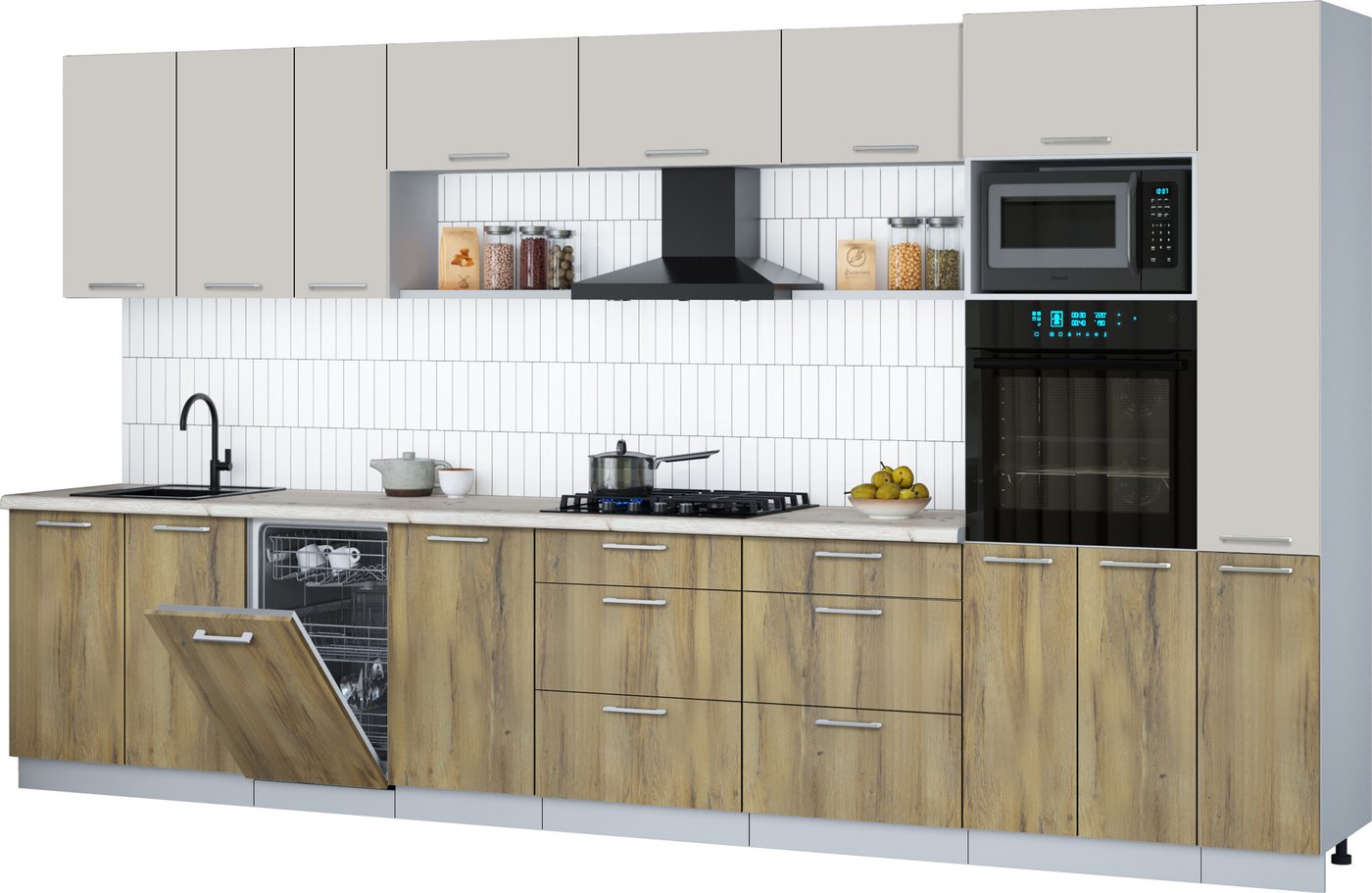 

Готовая кухня Интерлиния Мила Gloss 3.8-ПМ3 (дуб вотан/кашемир/бискайская сосна)