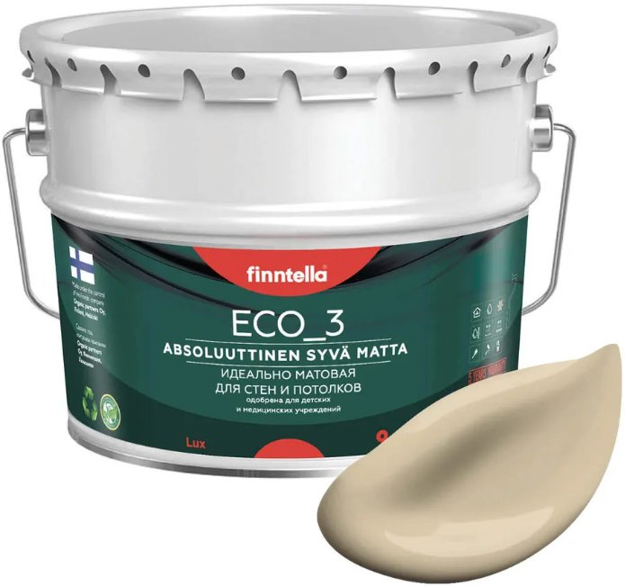 

Краска Finntella Eco 3 Wash and Clean Toffee F-08-1-9-FL069 9 л (песочный)
