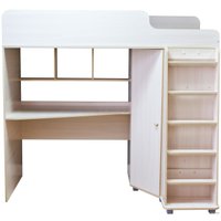 Кровать-чердак Красная звезда Р440 Капризун 5 со шкафом 180x80 (дуб млечный)