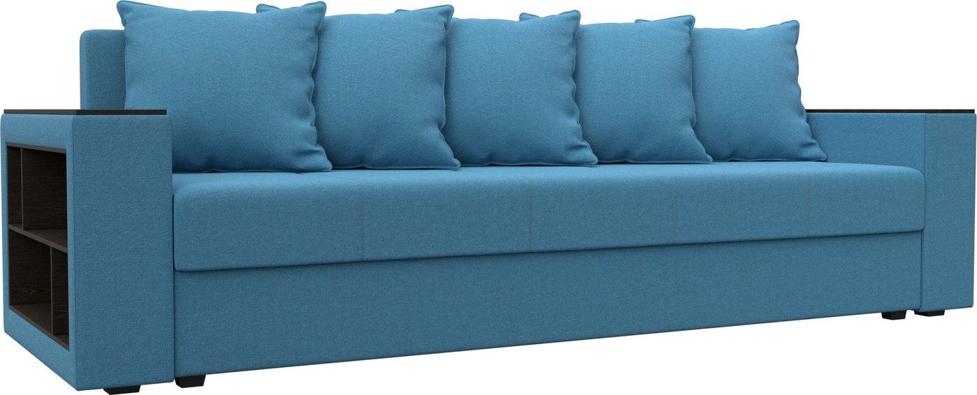 

Диван Лига диванов Дубай Лайт полки слева 132283L (рогожка Амур 10 голубой)