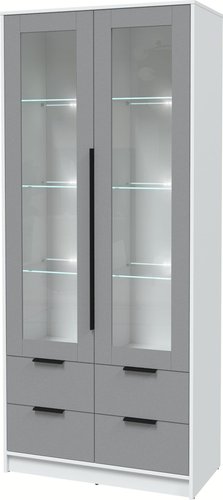 Шкаф-витрина Интерлиния Концепт КТ-ШВ2 с подсветкой (серебро/белый платинум)