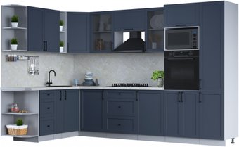 Готовая кухня Интерлиния Тренд 1.88x3.2 ВТ левая (индиго/индиго/опал светлый)