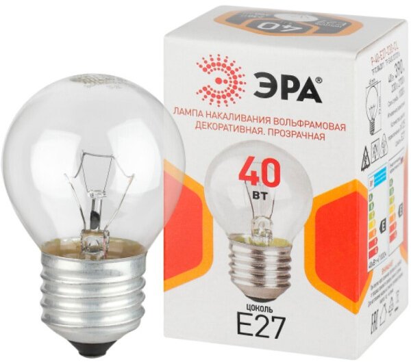 

Лампочка ЭРА P45 P-40-E27-230-CL