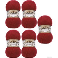 Набор пряжи для вязания Alize Angora Gold 106 (550 м, красный, 5 мотков)