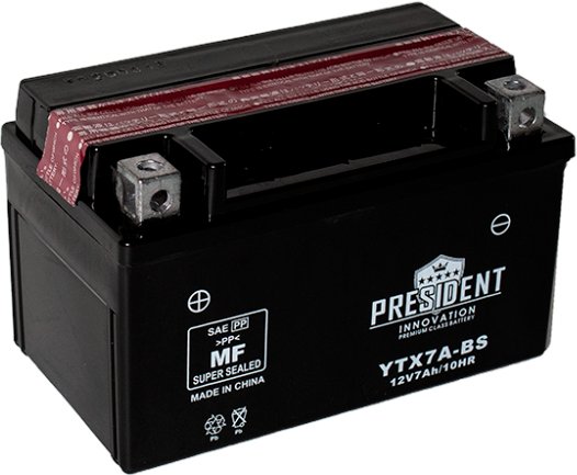 

Мотоциклетный аккумулятор President YTX7A-BS MF (7 А·ч)