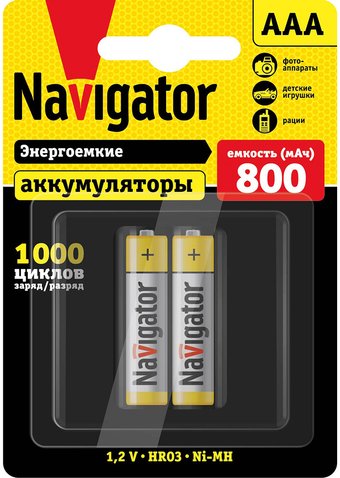 Аккумулятор Navigator AAA 800mAh 2шт NHR-800-HR03-BP2