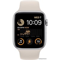 Умные часы Apple Watch SE 2 44 мм (алюминиевый корпус, серебристый/звездный свет, спортивные силиконовые ремешки S/M + M/L)