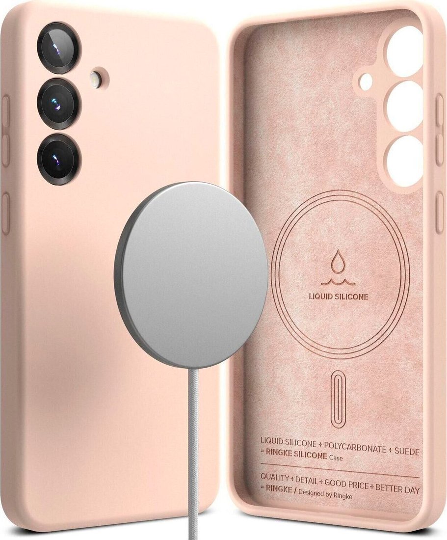 

Чехол для телефона Ringke Silicone Magnetic для Galaxy S25 Pink Sand