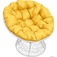 Кресло M-Group Папасан 12020111 (белый ротанг/желтая подушка)