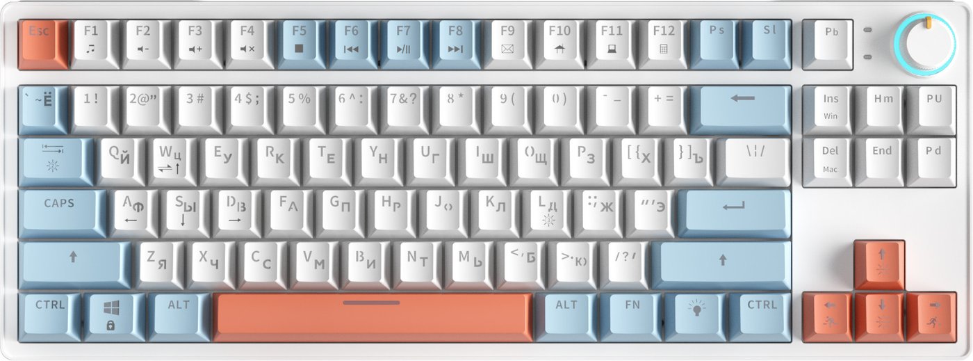 

Клавиатура Cyberlynx ZA87 White Blue Orange (TNT Yellow)