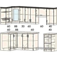 Готовая кухня Интерлиния Мила Шале 12x25 правая (белое дерево)