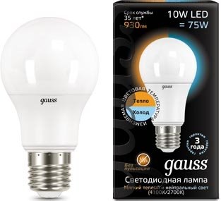 

Светодиодная лампочка Gauss E27 10 Вт 2700 K [102502110-T]