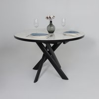 Кухонный стол Мамадома Ronaldo-120 раздвижной 120-160 (patagonoa bianco gloss premium cer/черный)