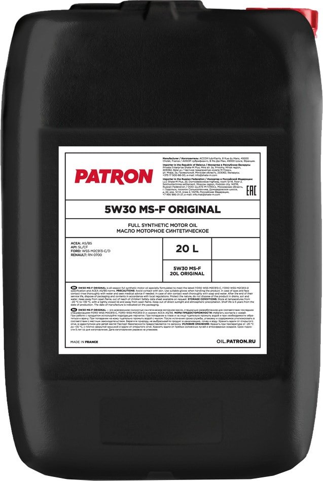 

Моторное масло Patron 5W-30 MS-F 20л