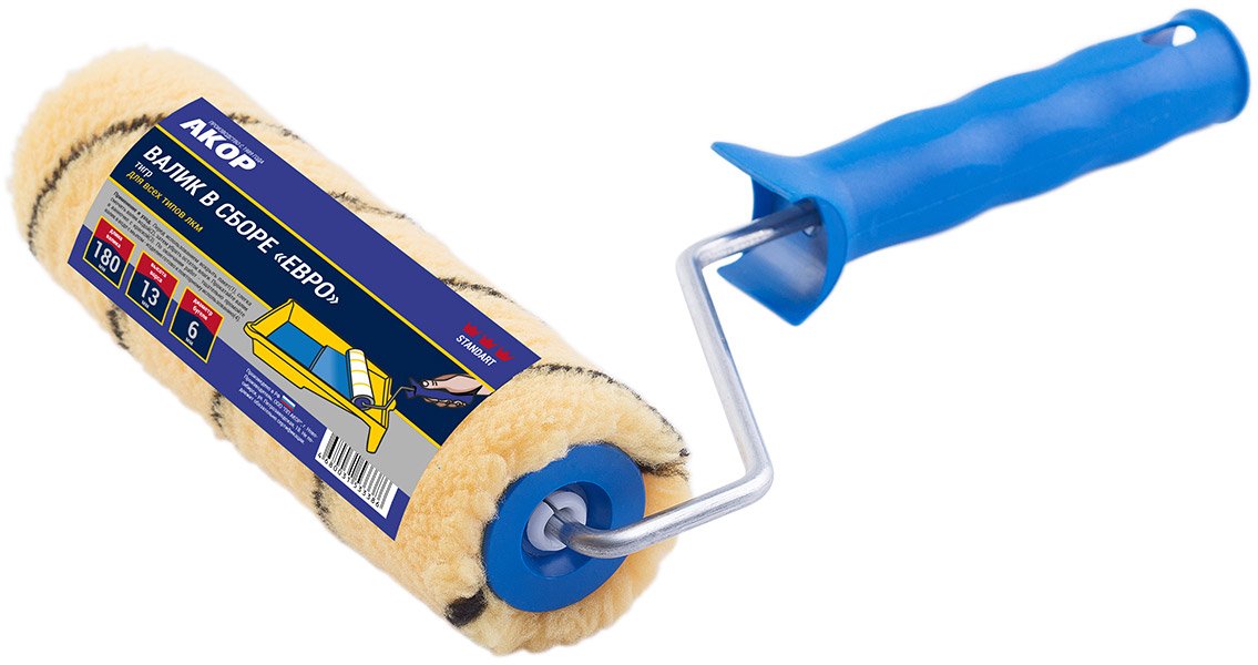 

Валик малярный Акор Евро Универсал 180x40 (ворс 12мм, полиэстер)