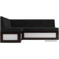 Угловой диван Мебель-АРС Нотис левый 207x82x132 (велюр черный НВ-178 17)