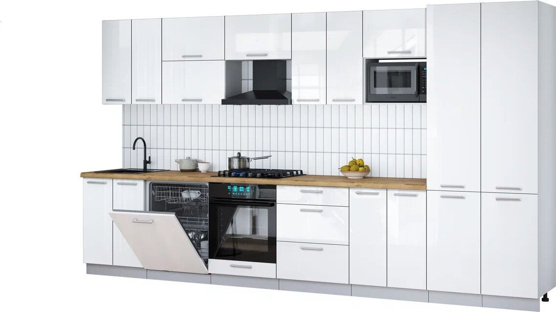 

Готовая кухня Интерлиния Мила Gloss 3.8-ПМ2 (белый глянец/белый глянец/дуб бунратти)