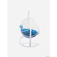 Подвесной диван M-Group Лежебока 11180110 (с белым ротангом/синяя подушка)