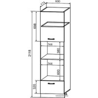 Шкаф-пенал ДСВ Тренто ПНС 600 (серый/серый)
